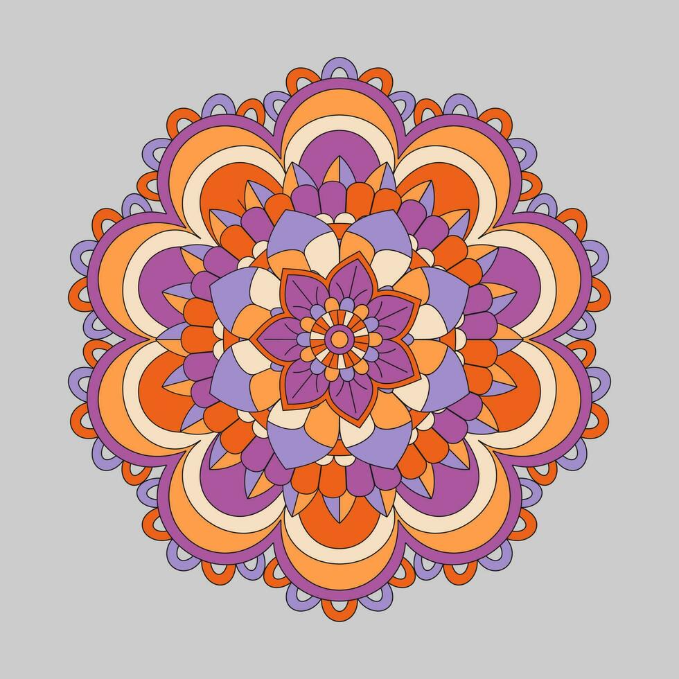 Vector hand drawn doodle mandala with tracery.