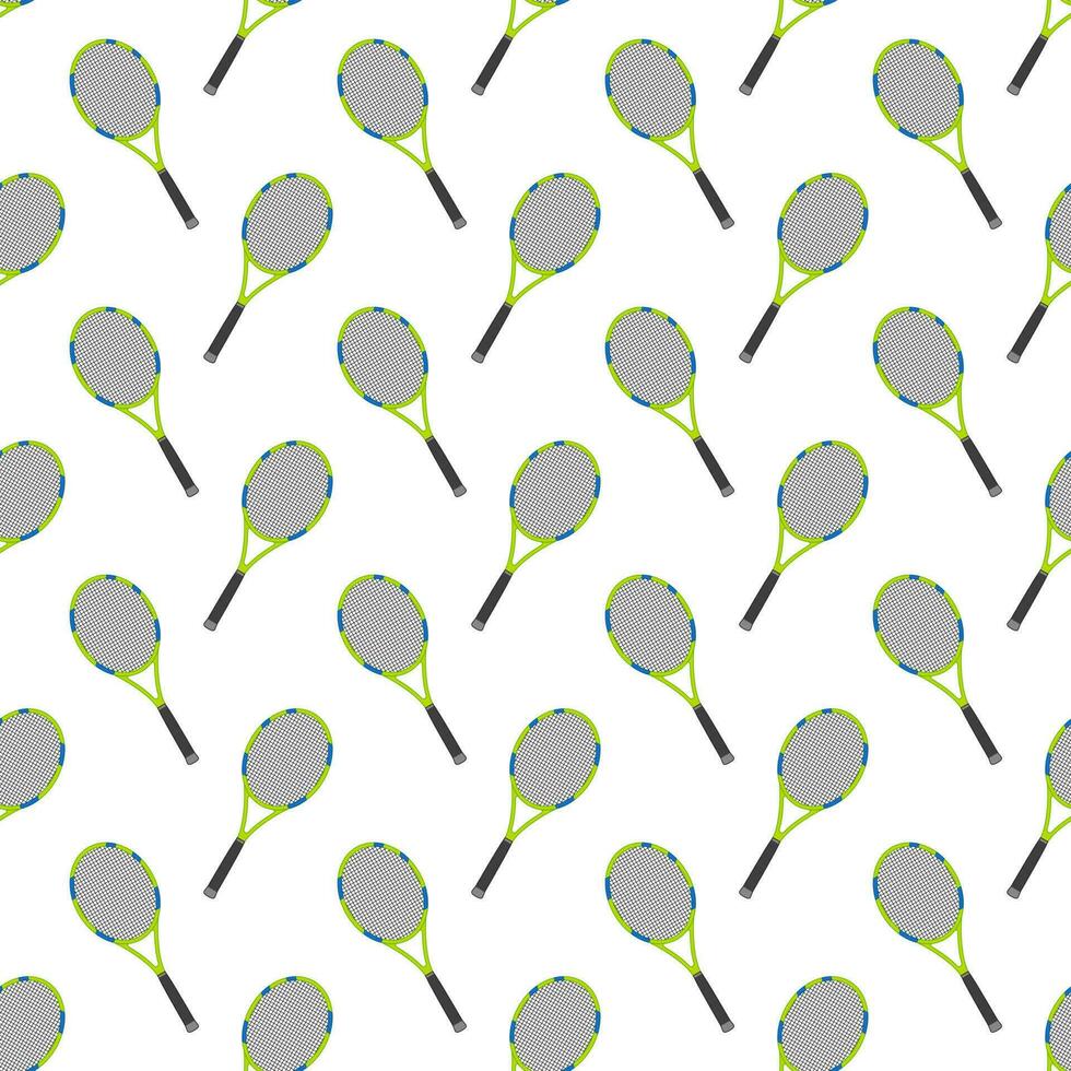 Sports pattern with tennis racket in flat design style. vector