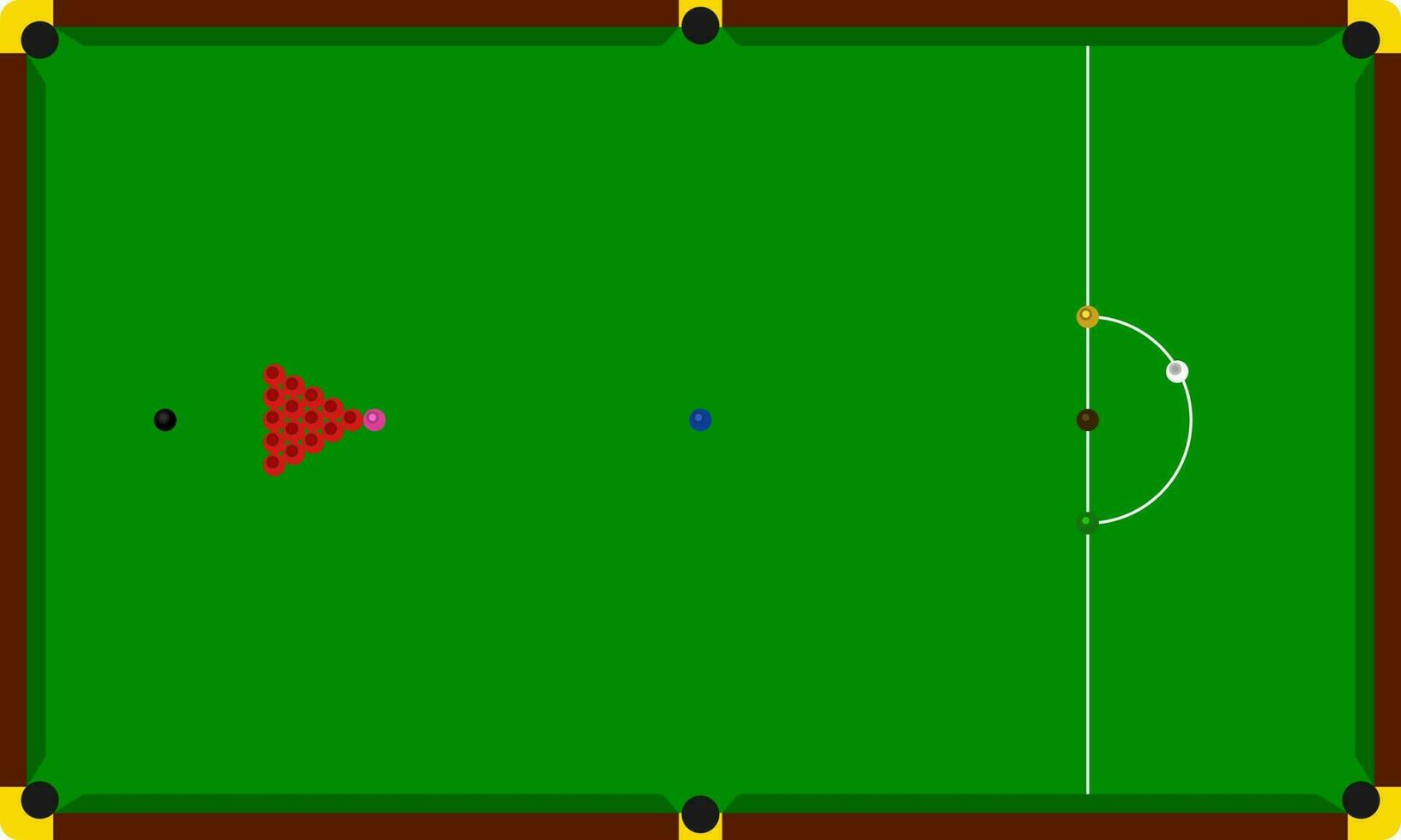 snooker de billar mesa con líneas y pelotas. vector