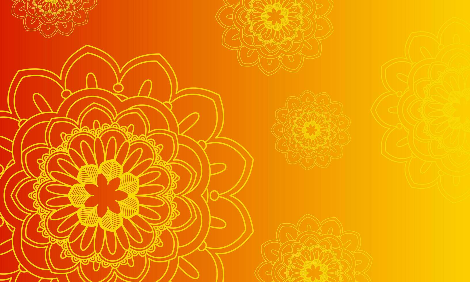 Flower mandala on orange background floral illustration. vector