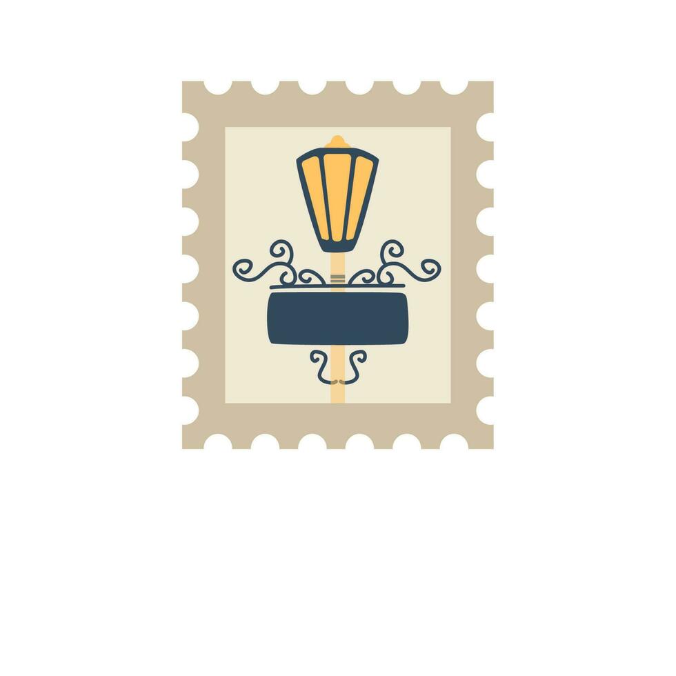 street lamp stamp vector