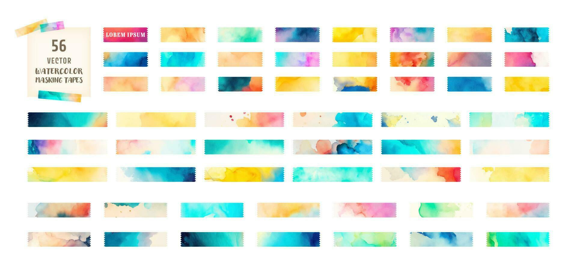 watercolor vector masking tape set
