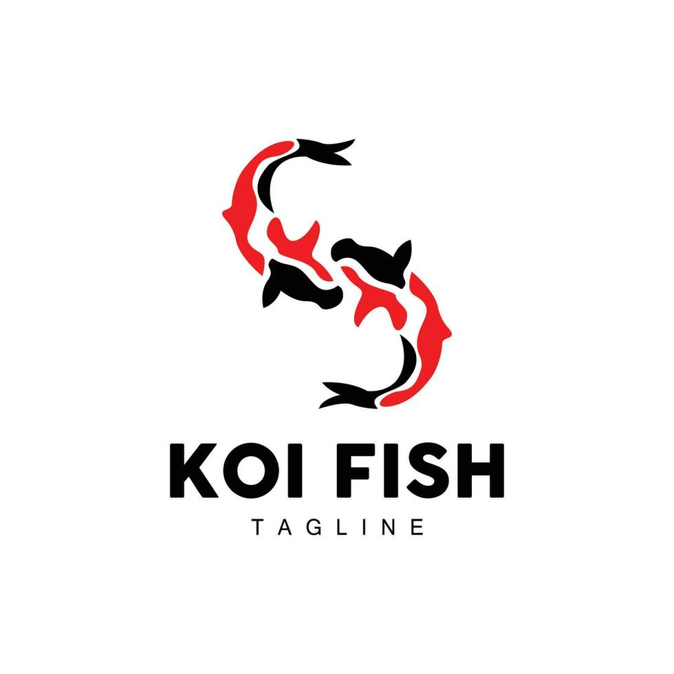 diseño del logotipo de peces koi, vector de peces ornamentales de la suerte y el triunfo chino, icono de pez dorado de la marca de la empresa