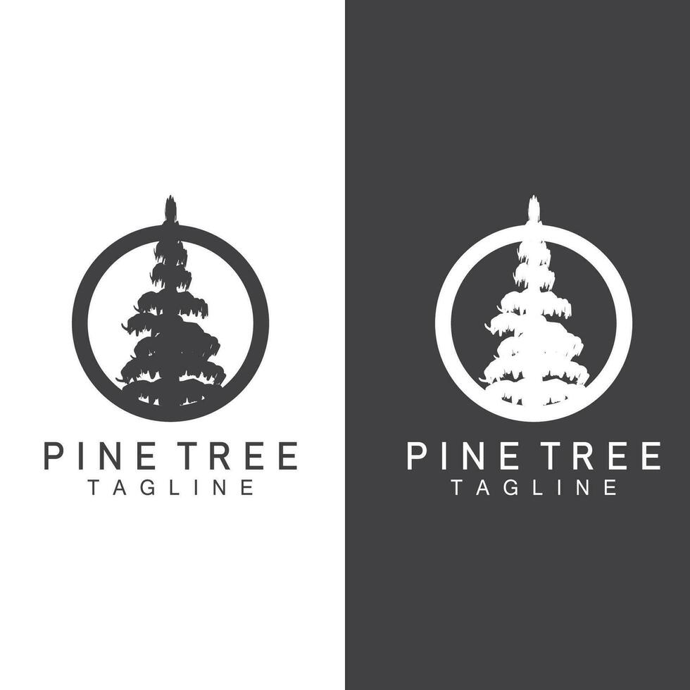 Pine Tree Logo, Green Plant Vector, Tree Silhouette Design, Icon, Illustration, Template vector
