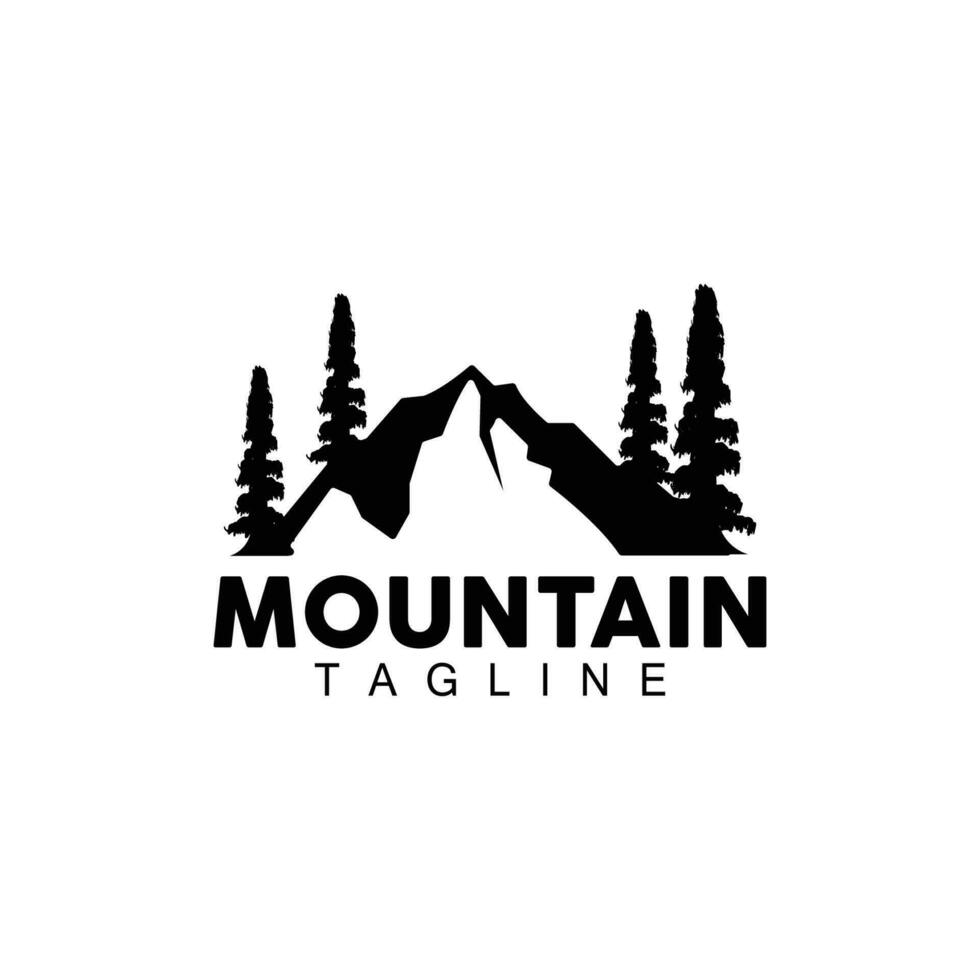 Mountain Logo, Simple Silhouette Design, Nature Landscape Vector Icon, Illustration Template