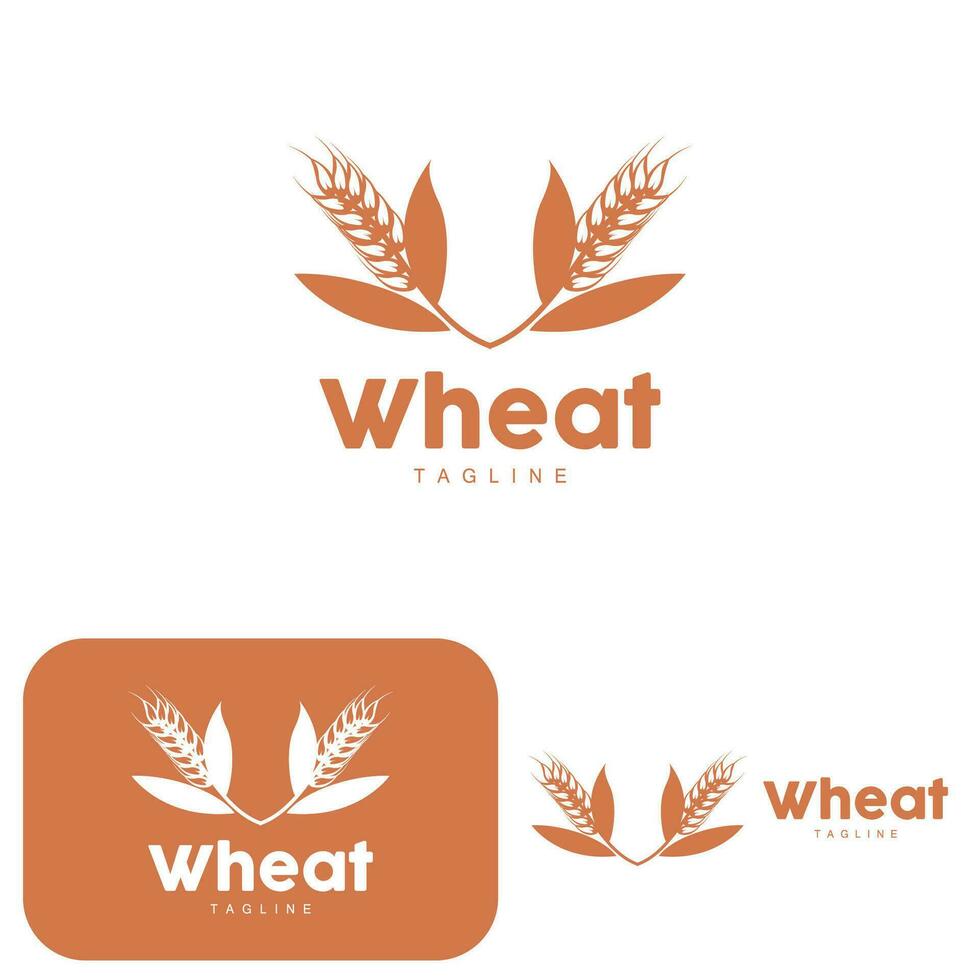 Rice Logo, Farm Wheat Logo Design, Vector Wheat Rice Icon Template Illustration