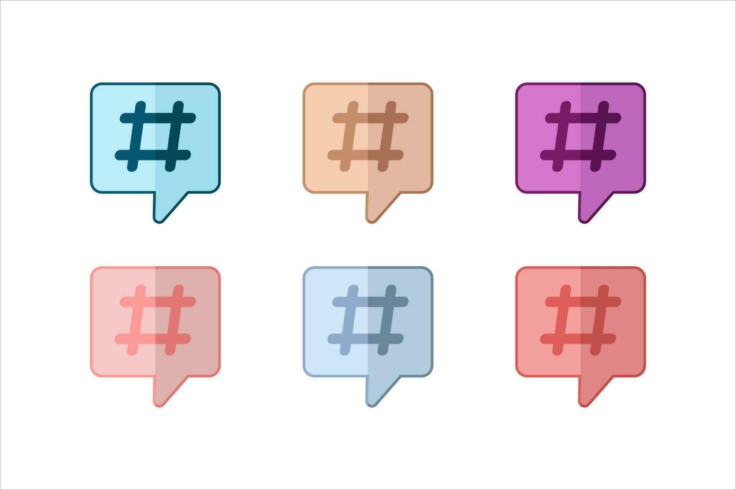 Icon packs colorful hashtags. Flat design can use for, Landing pages, Mobile apps, Posters, banners, flyers, Templates, UI, and Web. vector