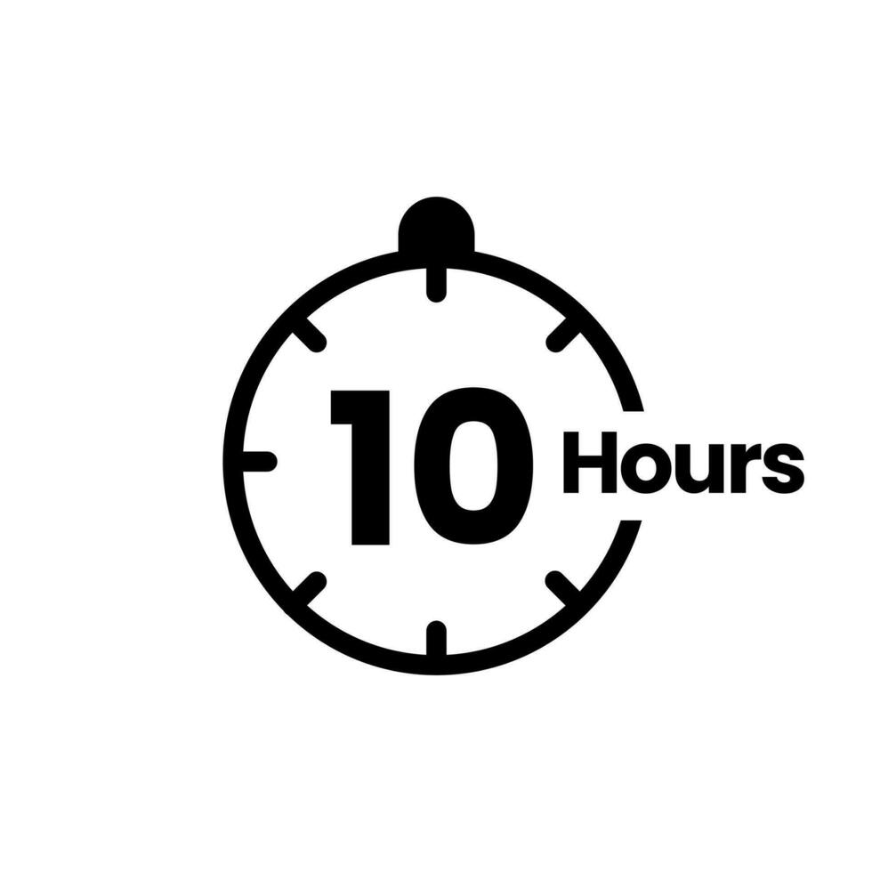 10 hours clock sign icon. service opening hours, work time or delivery service time symbol, vector illustration isolated on white background