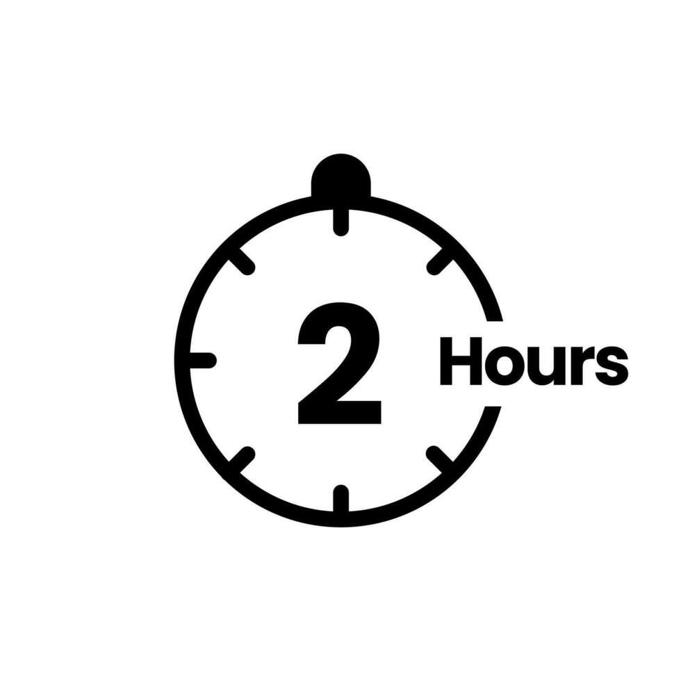 2 horas reloj firmar icono. Servicio apertura horas, trabajo hora o entrega Servicio hora símbolo, vector ilustración aislado en blanco antecedentes