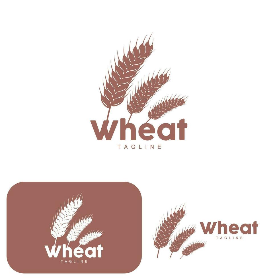 Rice Logo, Farm Wheat Logo Design, Vector Wheat Rice Icon Template Illustration