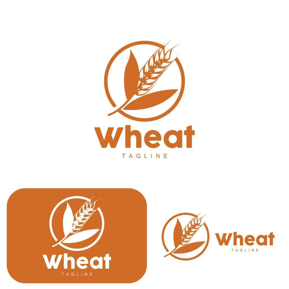 Rice Logo, Farm Wheat Logo Design, Vector Wheat Rice Icon Template Illustration