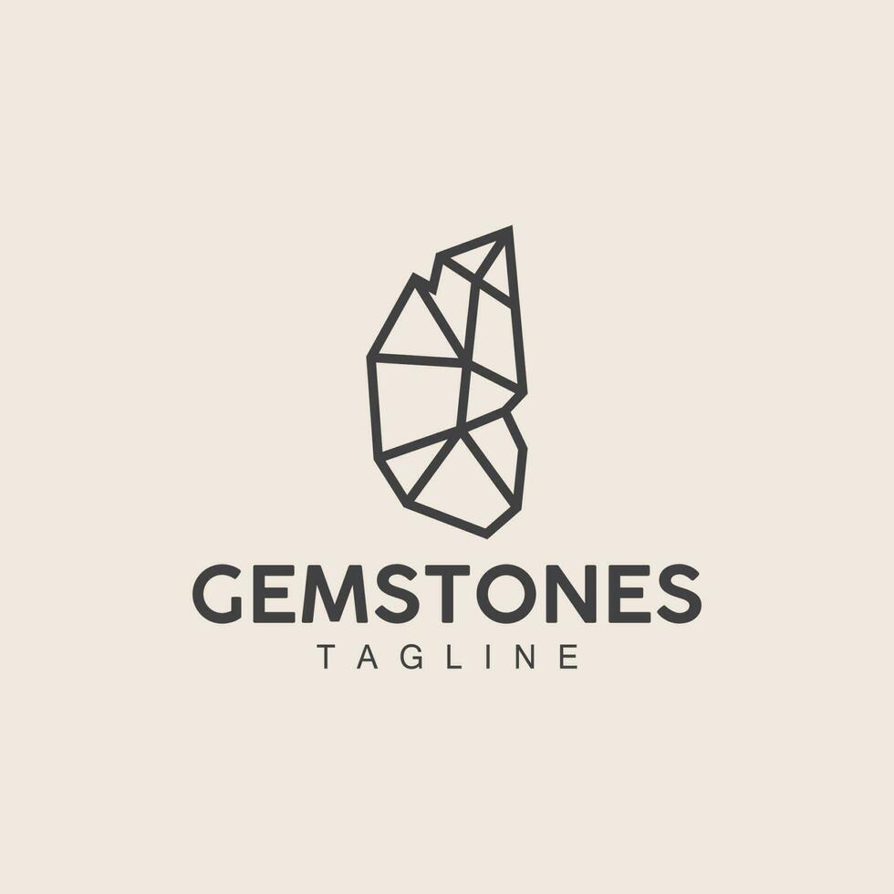 Gemstone Logo, Jewelery Simple Line Design, Vector Gem, Diamond, Icon Template