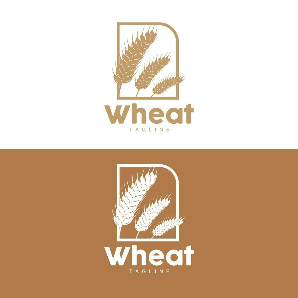 Rice Logo, Farm Wheat Logo Design, Vector Wheat Rice Icon Template Illustration