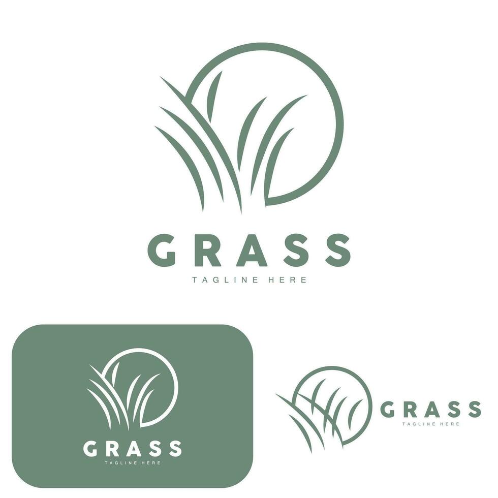 Green Grass Logo Design, Farm Landscape Illustration, Natural Scenery Vector