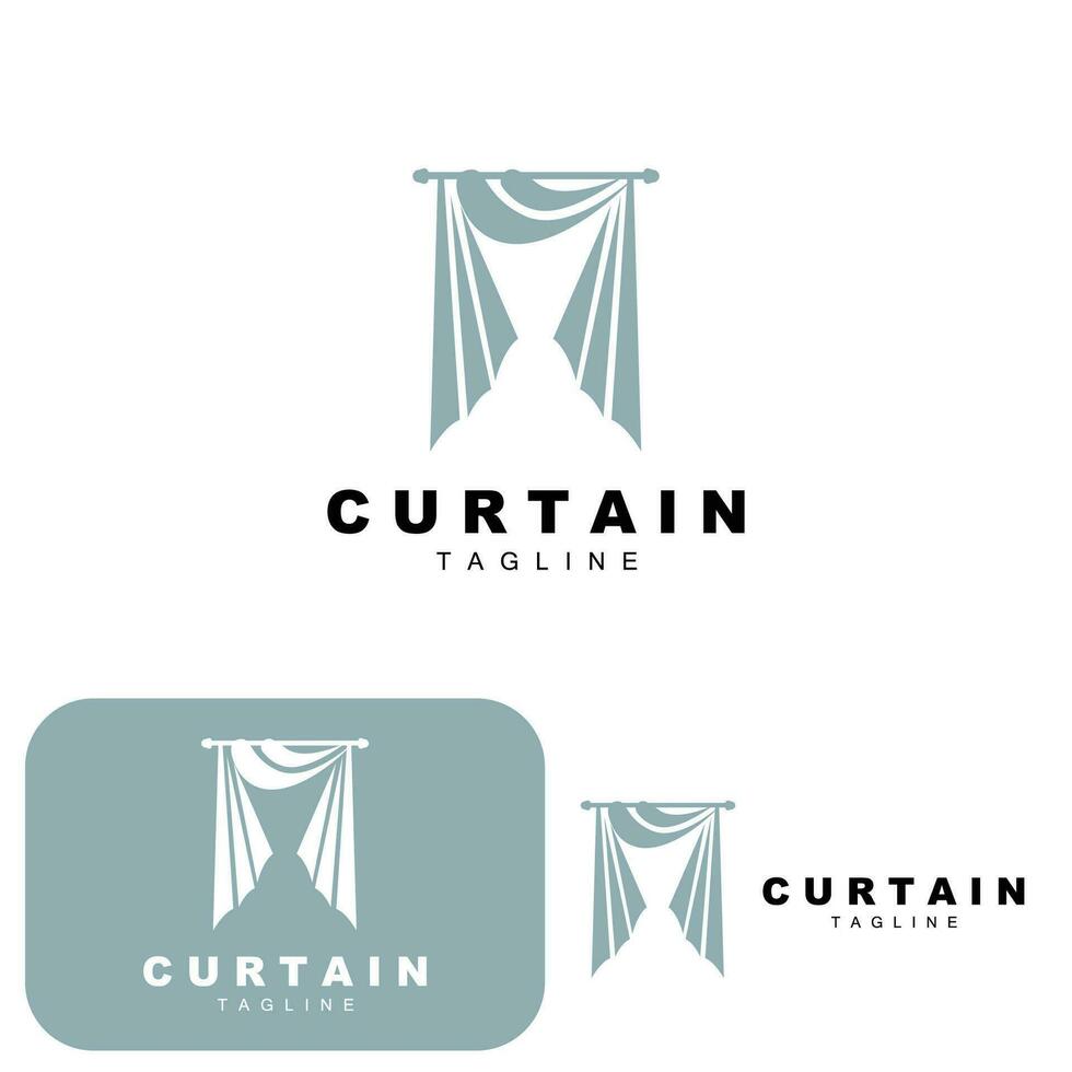 Home And Exhibition Curtain Logo Design, Building Decoration Vector Illustration