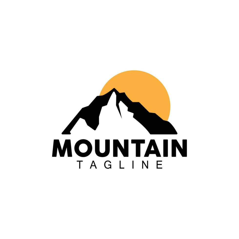 Mountain Logo, Simple Silhouette Design, Nature Landscape Vector Icon, Illustration Template