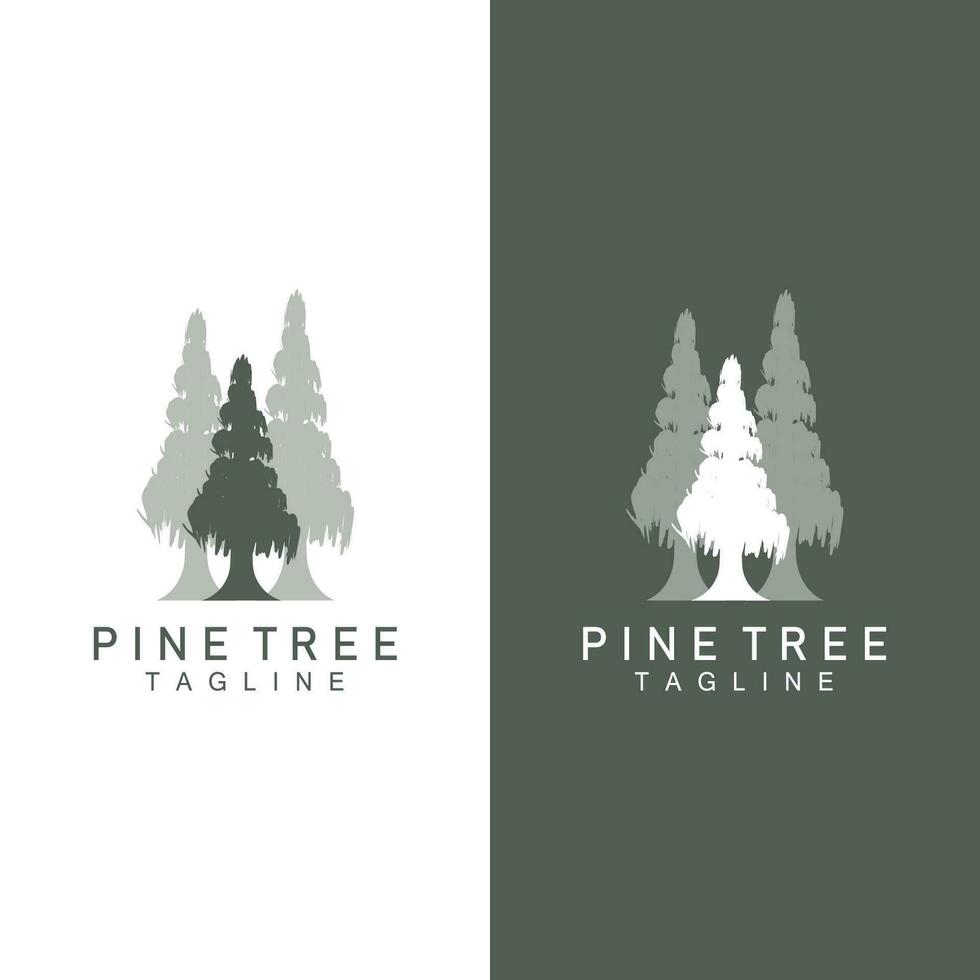 Pine Tree Logo, Green Plant Vector, Tree Silhouette Design, Icon, Illustration, Template vector