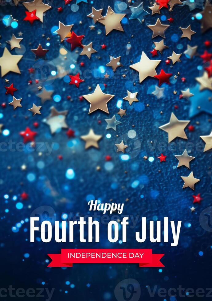 Happy 4th of July, USA Independence Day Poster. Illustration photo