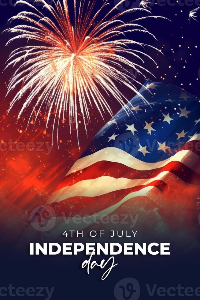 Happy 4th of July, USA Independence Day Poster. Illustration photo