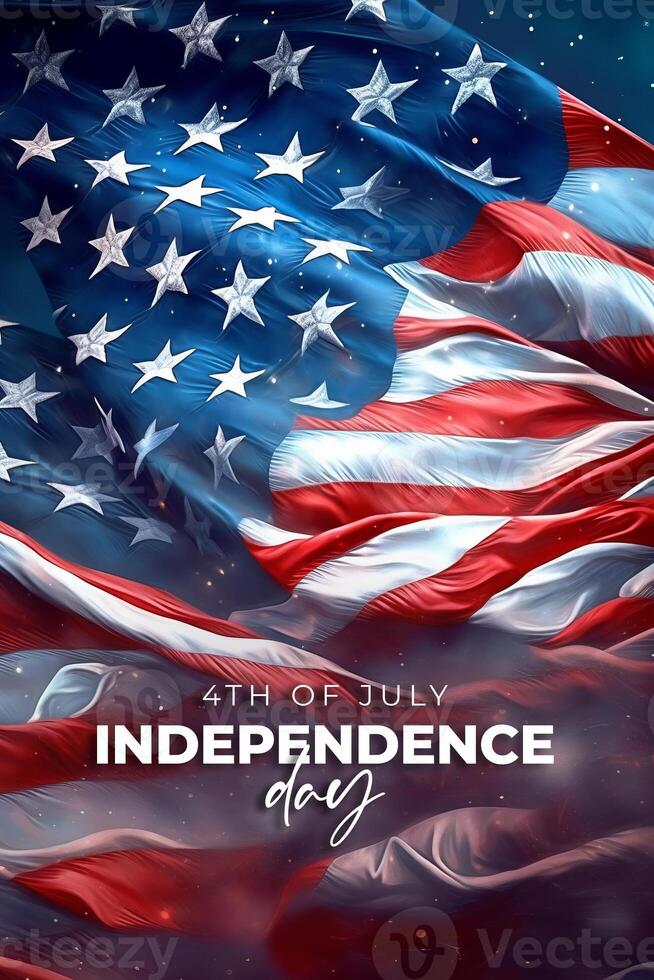 Happy 4th of July, USA Independence Day Poster. Illustration photo