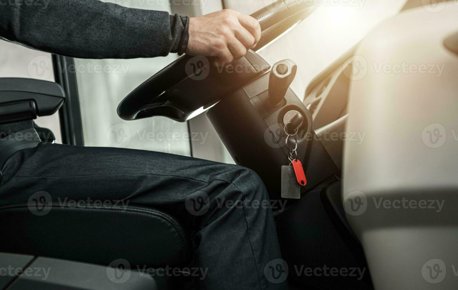 Coach Bus Driver Steering Wheel Close Up photo