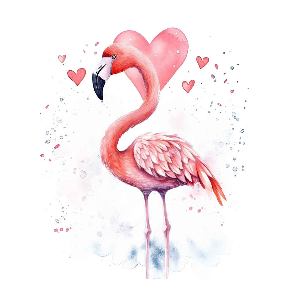Aquarell Rosa Flamingo. Illustration ai generativ png