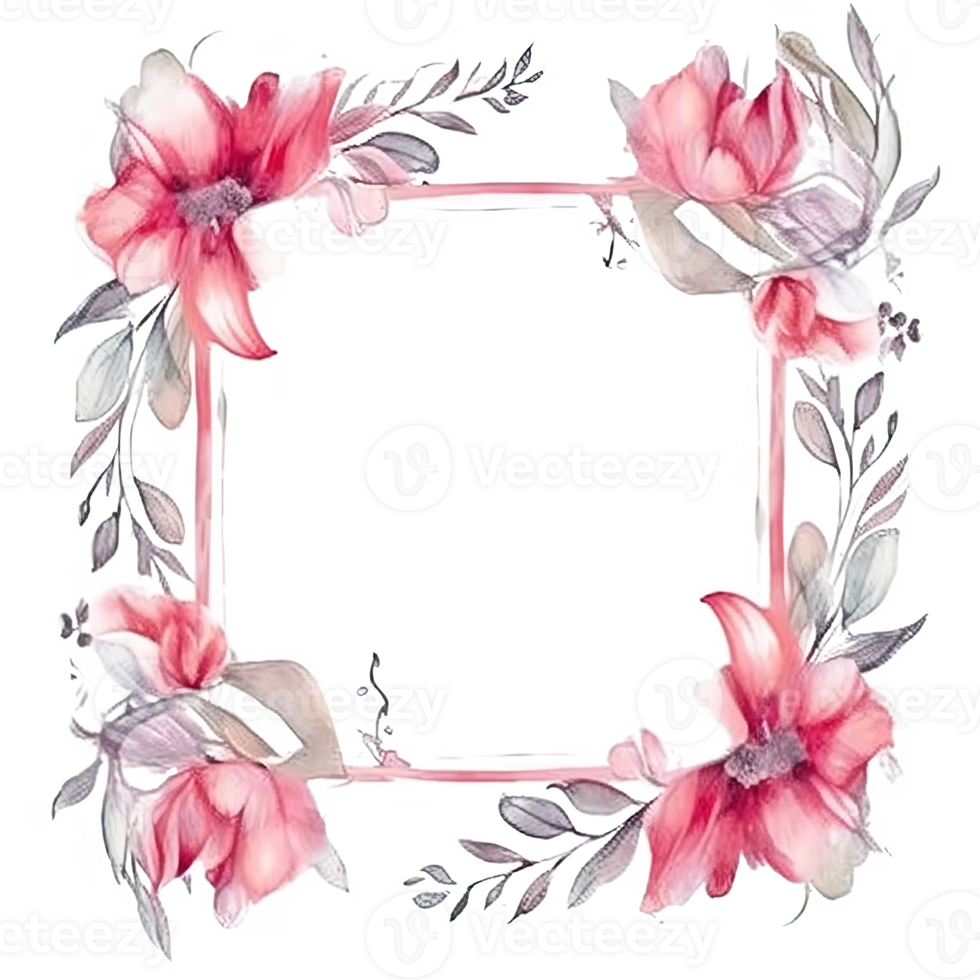 Watercolor floral wreath. Illustration png