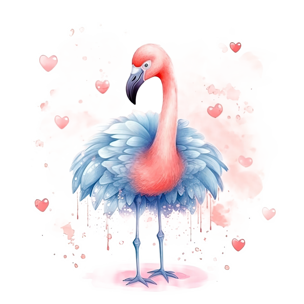 acuarela rosado flamenco. ilustración ai generativo png