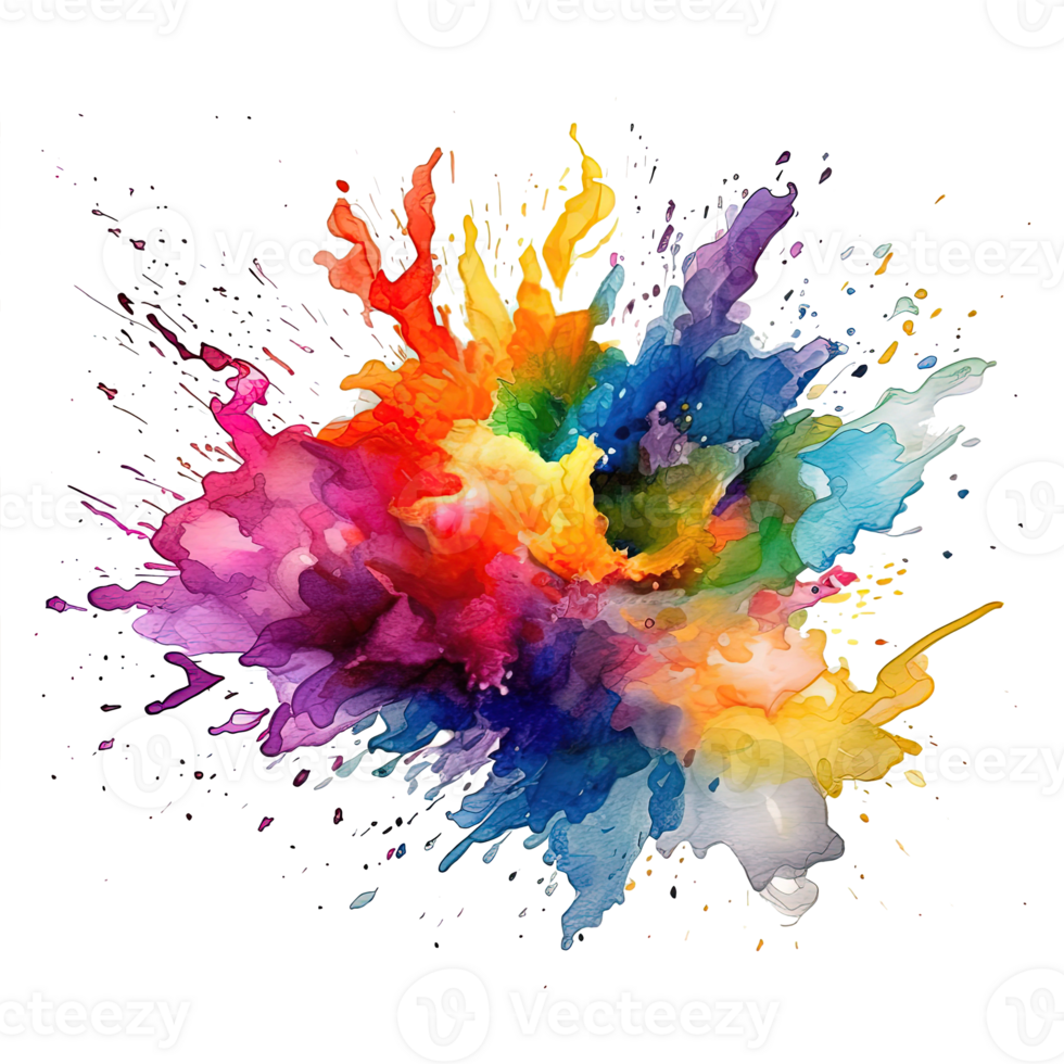 Rainbow watercolor splash. Illustration png