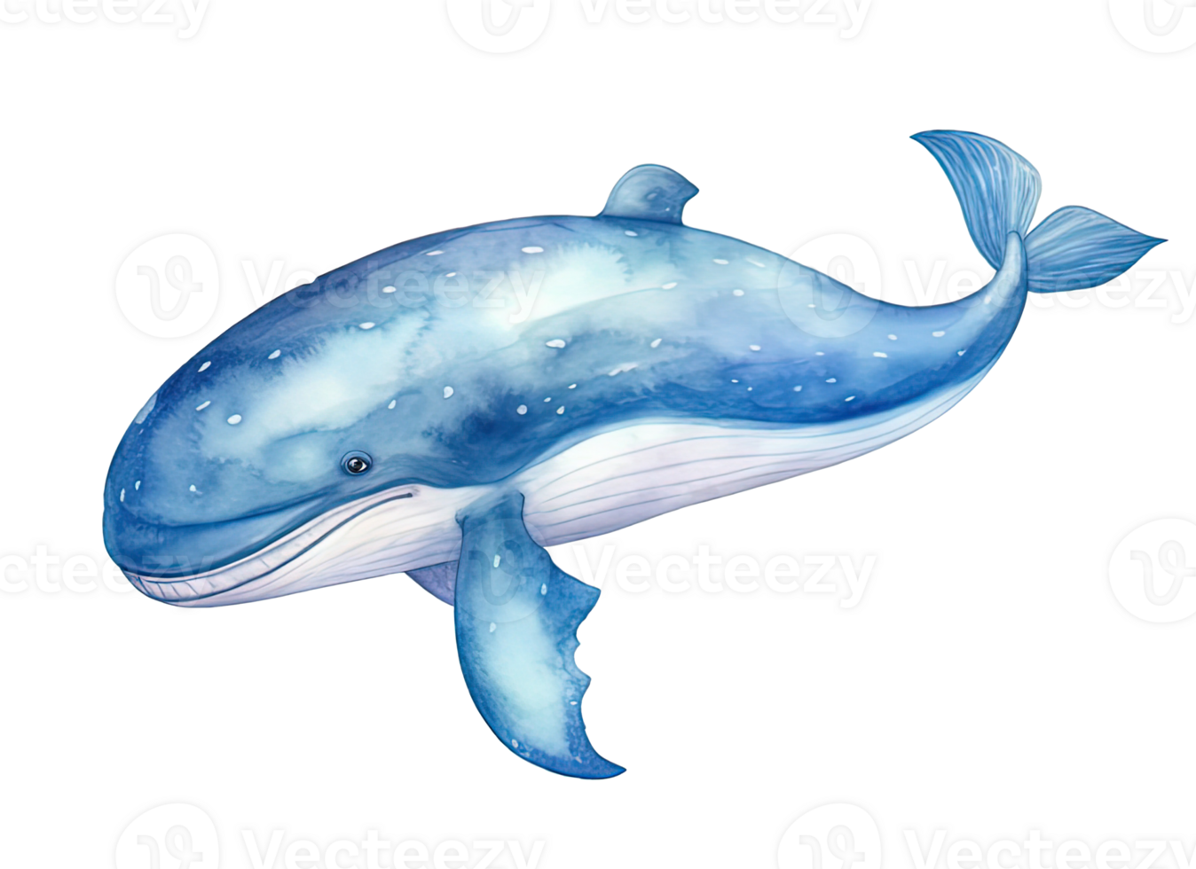 acquerello blu balena illustrazione ai generativo png