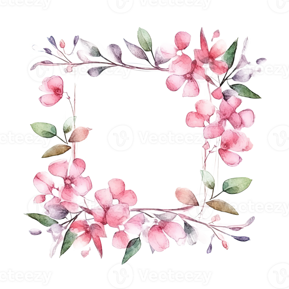 Watercolor floral wreath. Illustration png