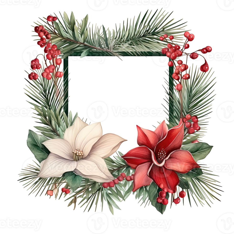 Watercolor Christmas wreath. Illustration png