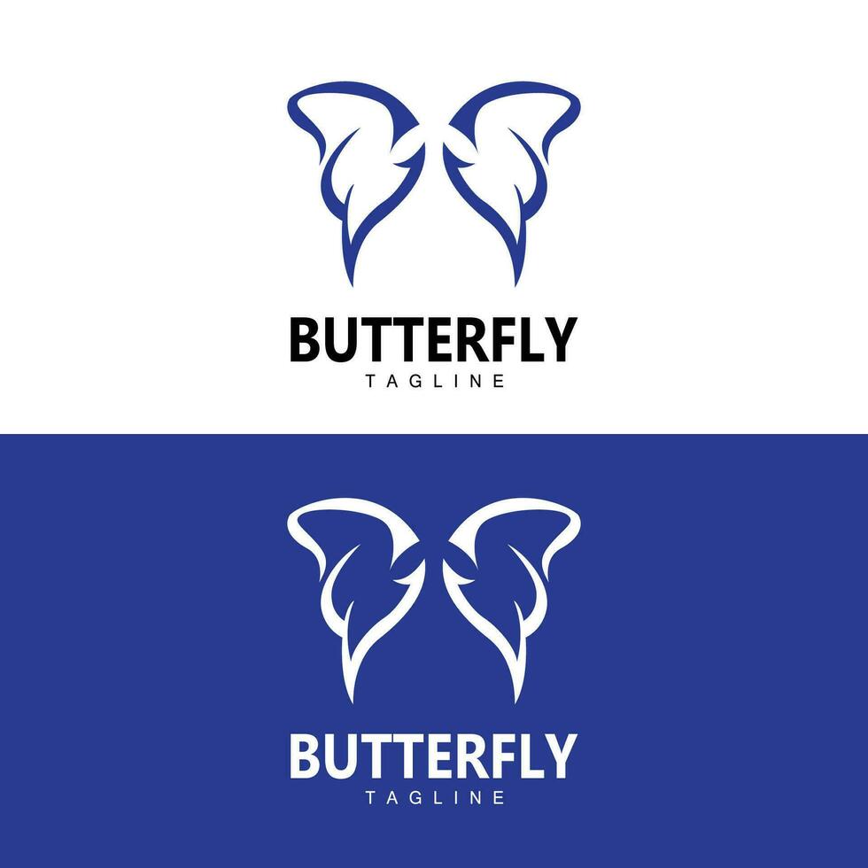 logotipo de mariposa, diseño animal con hermosas alas, animales decorativos, marcas de productos vector