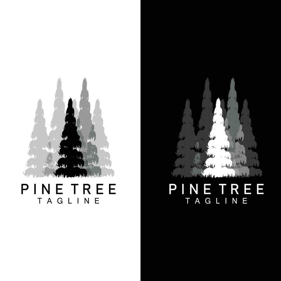 Pine Tree Logo, Green Plant Vector, Tree Silhouette Design, Icon, Illustration, Template vector