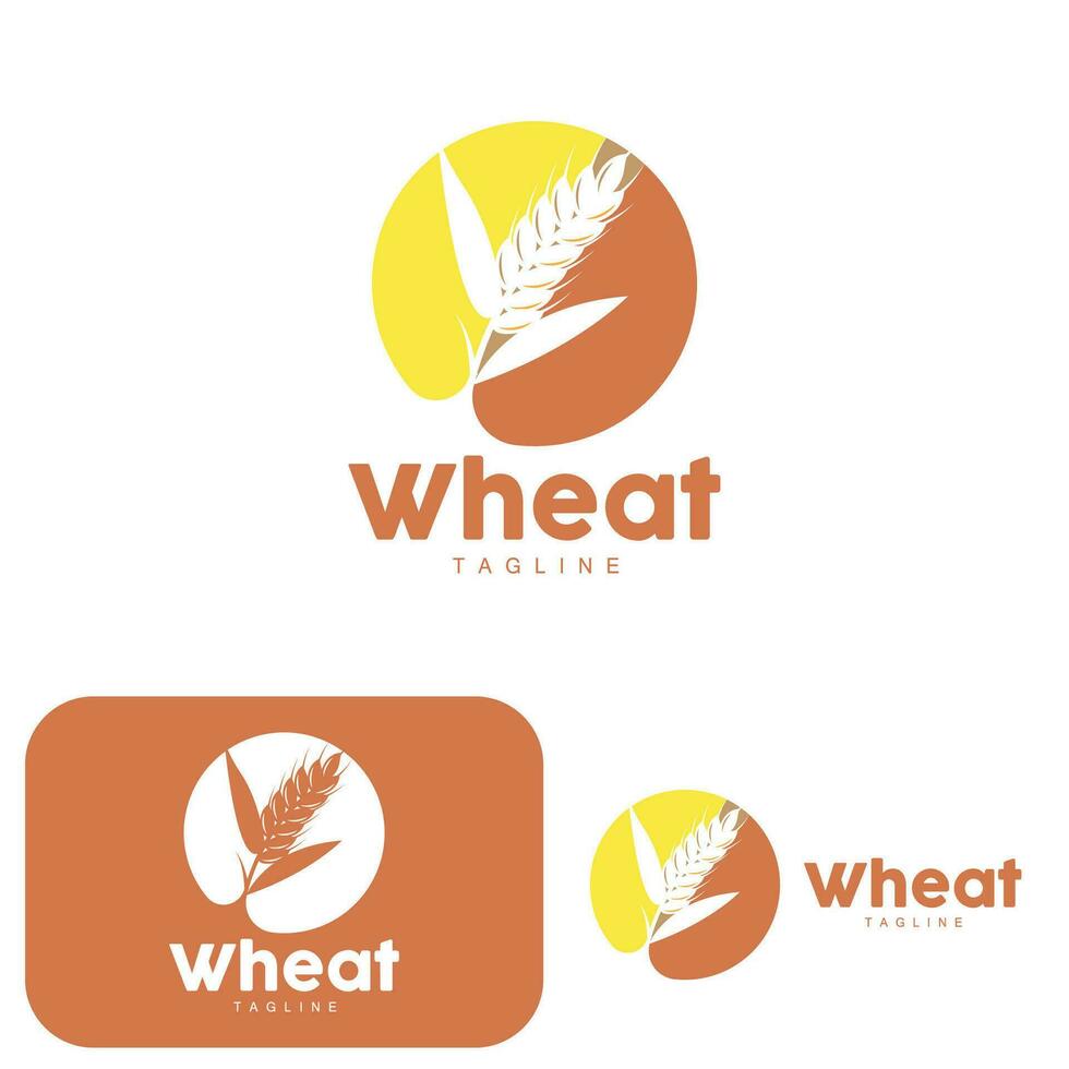 Rice Logo, Farm Wheat Logo Design, Vector Wheat Rice Icon Template Illustration