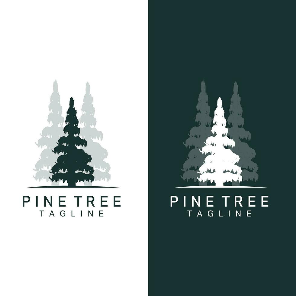 Pine Tree Logo, Green Plant Vector, Tree Silhouette Design, Icon, Illustration, Template vector