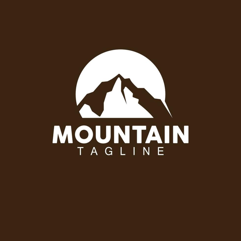 Mountain Logo, Simple Silhouette Design, Nature Landscape Vector Icon, Illustration Template