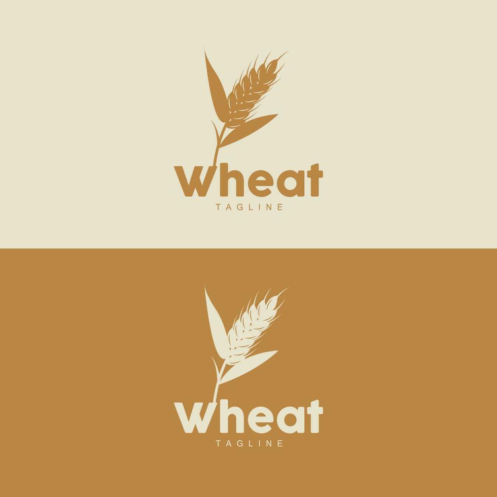 Rice Logo, Farm Wheat Logo Design, Vector Wheat Rice Icon Template Illustration