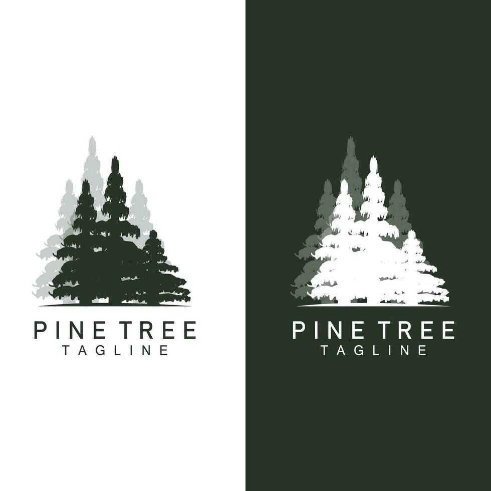 Pine Tree Logo, Green Plant Vector, Tree Silhouette Design, Icon, Illustration, Template vector