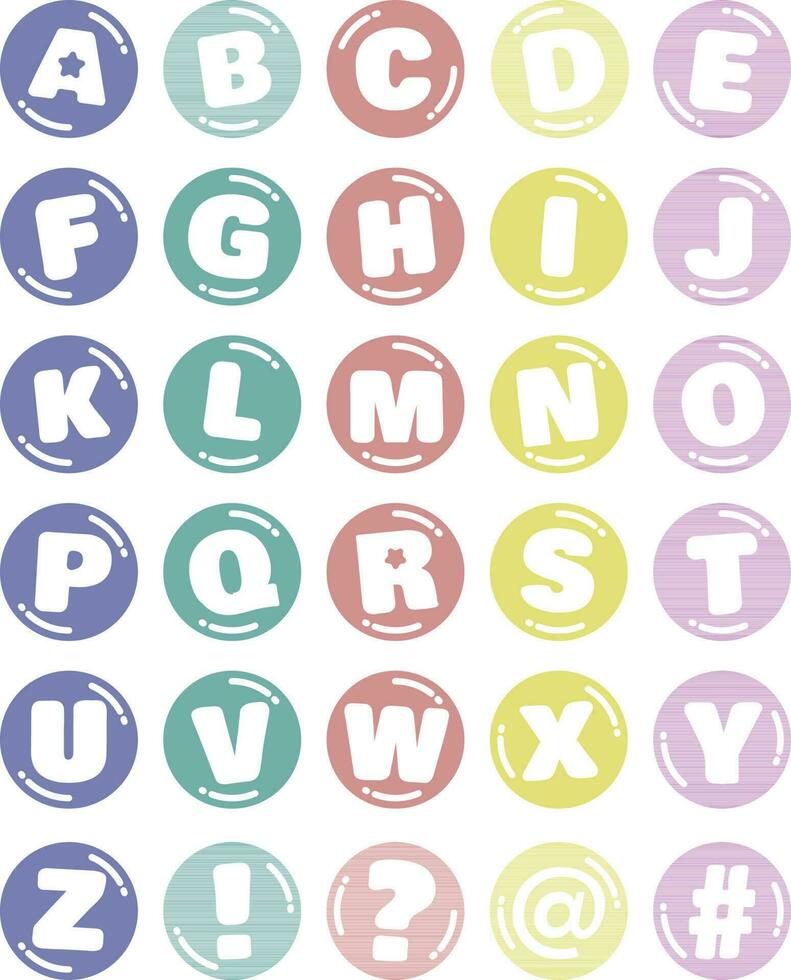 Flat design vecor cute template alphabet stickers set 24631877 Vector