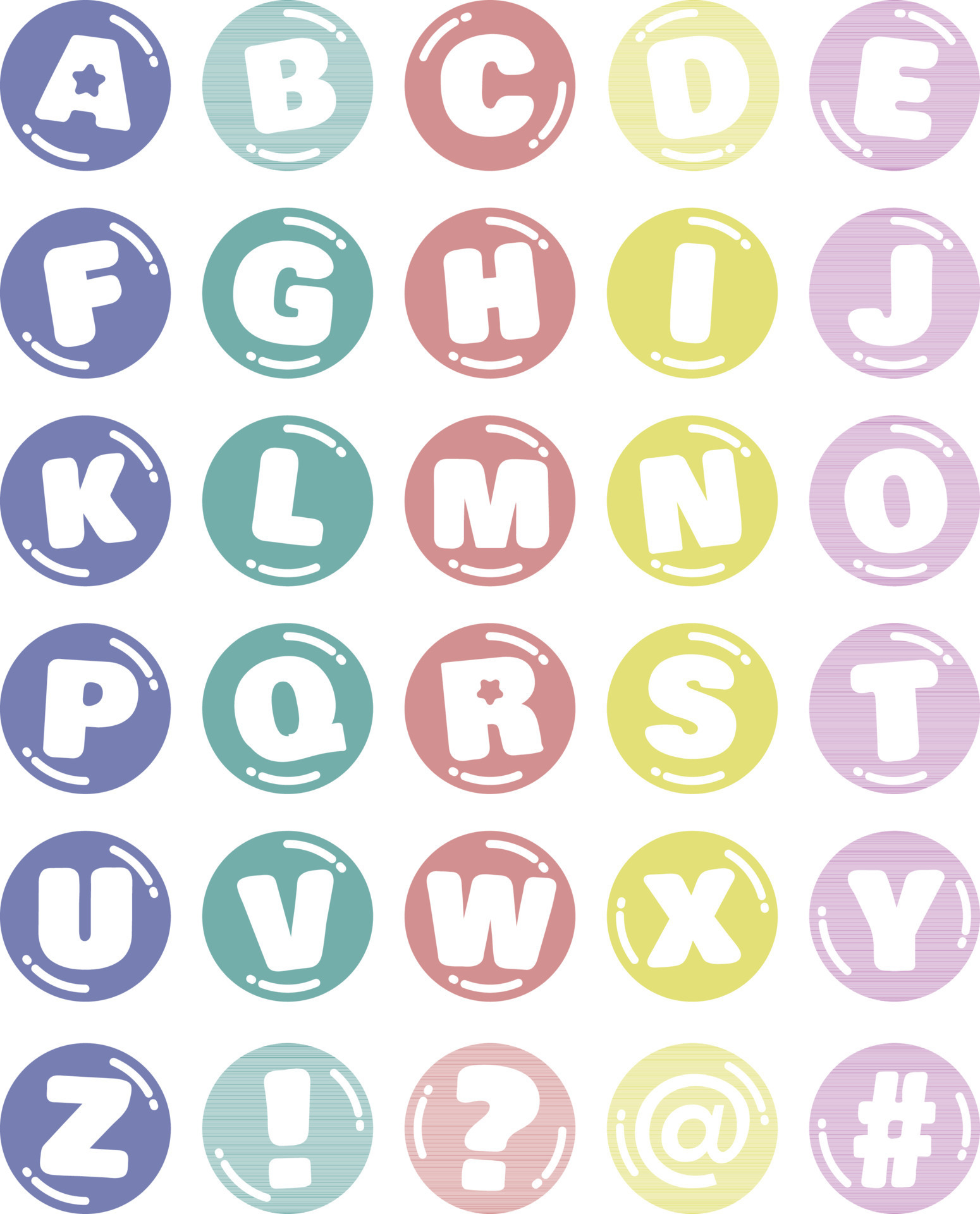 Flat design vecor cute template alphabet stickers set 24631877 Vector