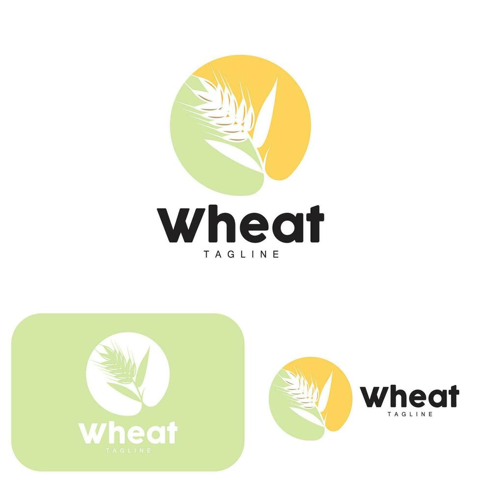 Rice Logo, Farm Wheat Logo Design, Vector Wheat Rice Icon Template Illustration