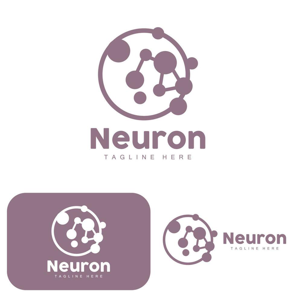 Neuron Logo Design Vector nerve cell illustration Molecular DNA health brand