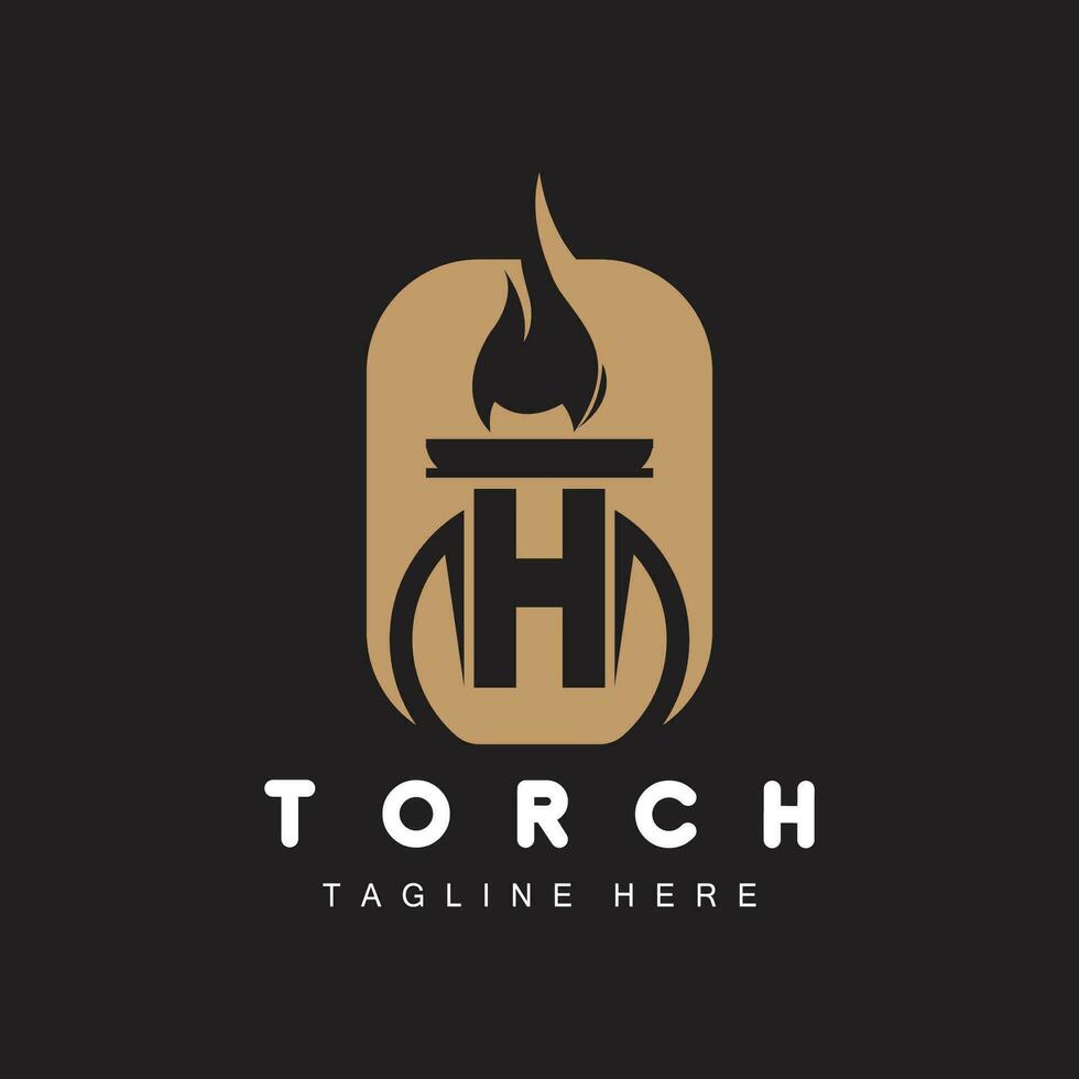 Torch Logo, Fire Design, Letter Logo, Product Brand Icon vector