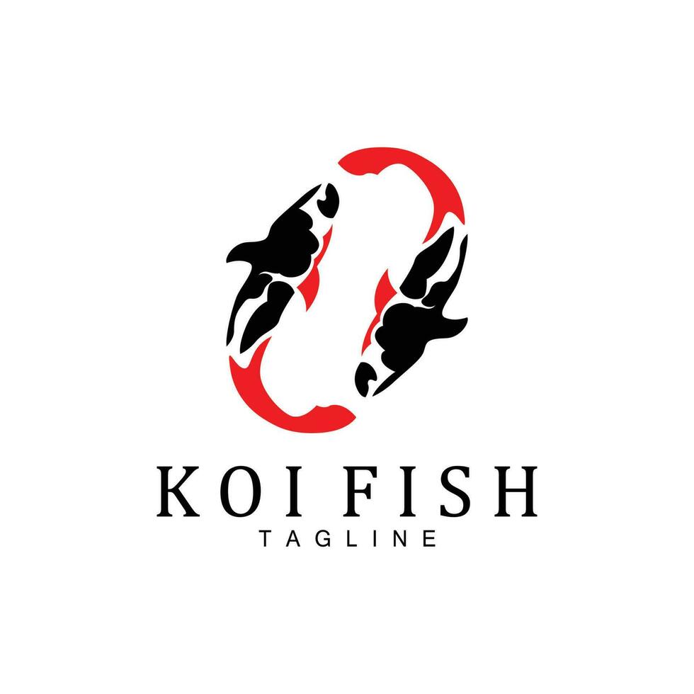 diseño del logotipo de peces koi, vector de peces ornamentales de la suerte y el triunfo chino, icono de pez dorado de la marca de la empresa