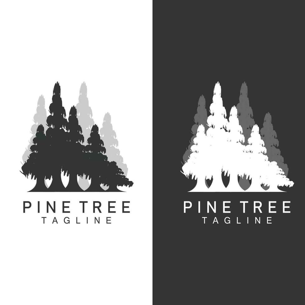 Pine Tree Logo, Green Plant Vector, Tree Silhouette Design, Icon, Illustration, Template vector