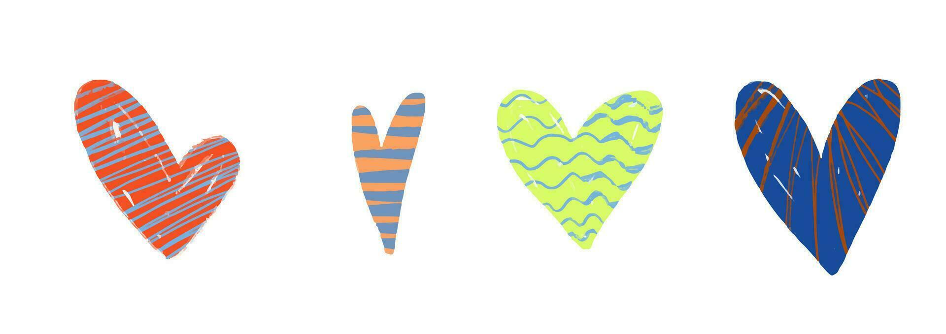 hand-drawn colored childish  simple flat art with heart in scand vector