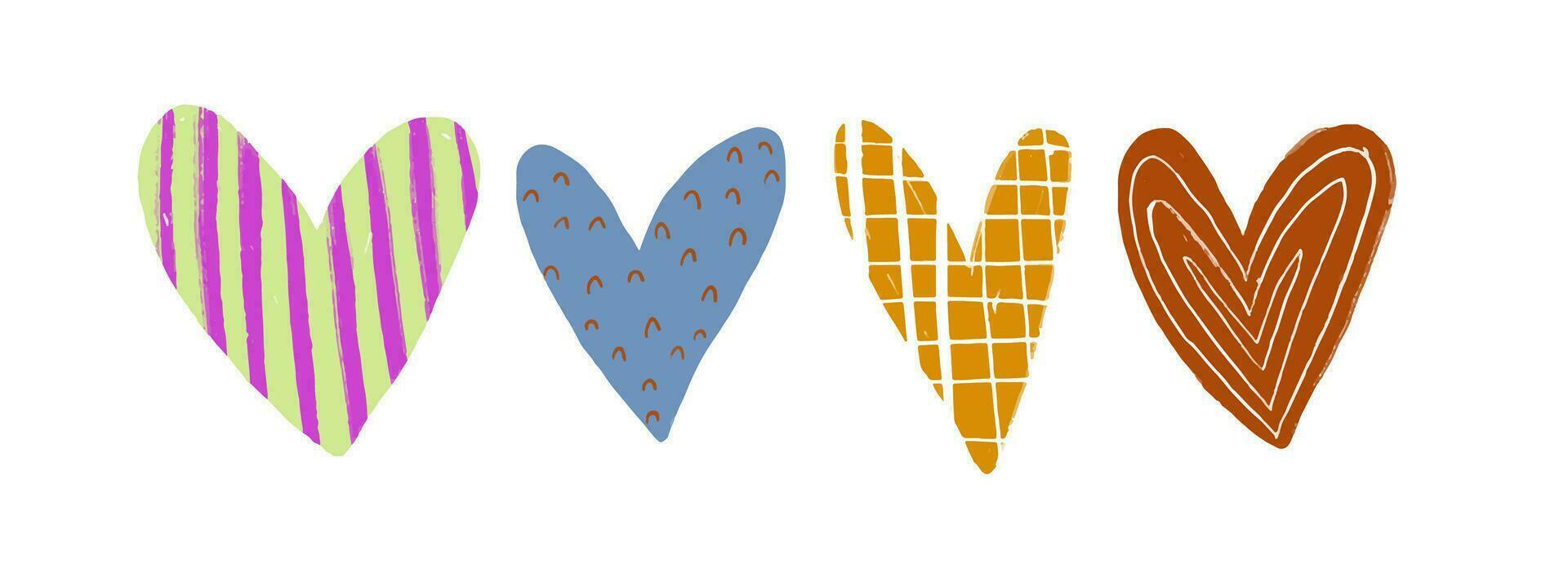 hand-drawn colored childish  simple flat art with heart in scand vector