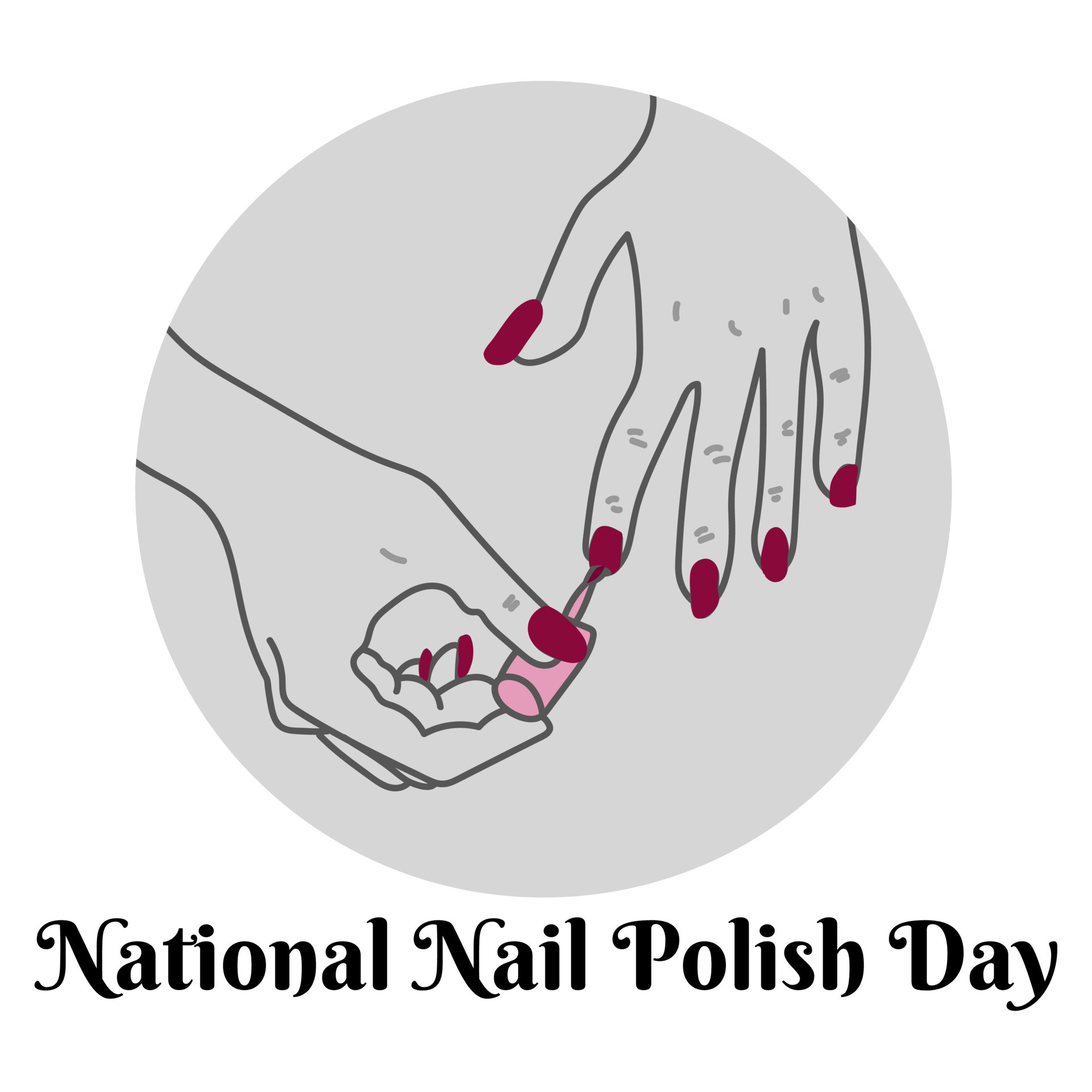 National Nail Polish Day, card design for holiday decoration with hands