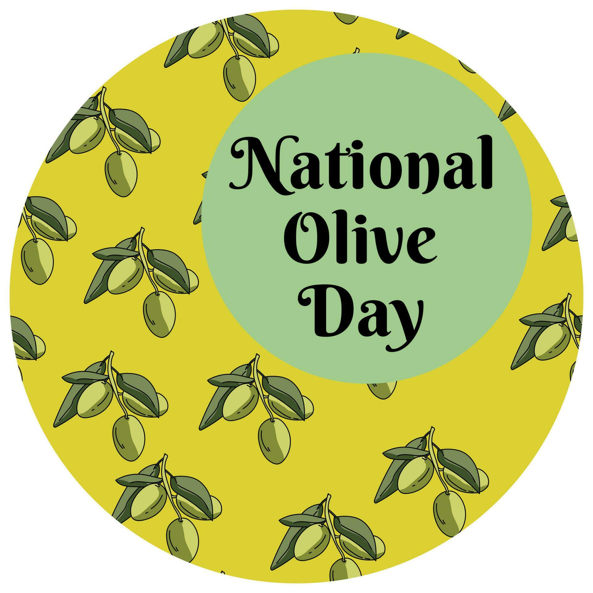 National Olive Day, card design for festive decoration using green